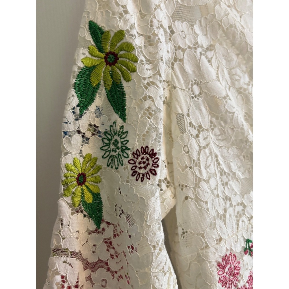 Tracy Reese x Anthropologie Embroidered Lace Dress Size 8 White Boho Romantic - Picture 7 of 11